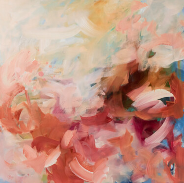 Painting titled "Plein de tendresse" by Chantal Proulx, Original Artwork, Acrylic Mounted on Wood Stretcher frame