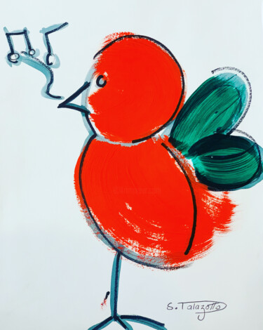Painting titled "Oiseau siffleur" by Stéphane Palazzotto, Original Artwork, Acrylic