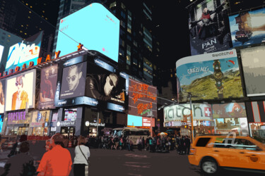 Un dimanche soir sur Times Square Peinture intitulée "Un dimanche soir su…" par Grégory Blin, Œuvre d'art originale, Acrylique