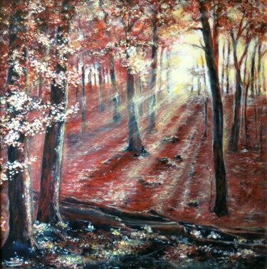 绘画 标题为“Autumn Sunset origi…” 由Eleonora Taranova, 原创艺术品, 油 安装在木质担架架上