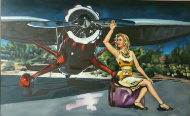 Peinture intitulée ""Taxi de Brousse"" par Corinne Saboureux, Œuvre d'art originale, Huile