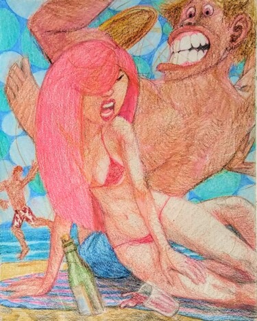 图画 标题为“Oafishness” 由Edwin Loftus, 原创艺术品, 铅笔 安装在其他刚性面板上