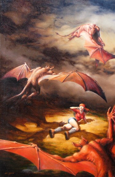 Attack of the Bat-Men 绘画 标题为“Attack of the Bat-M…” 由Jeff Cornish, 原创艺术品, 油