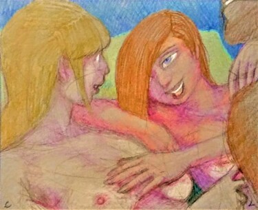 图画 标题为“So Glad You Could J…” 由Edwin Loftus, 原创艺术品, 铅笔 安装在其他刚性面板上