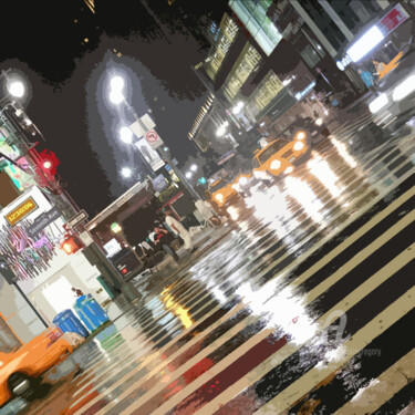 New York de nuit Peinture intitulée "New York de nuit" par Grégory Blin, Œuvre d'art originale, Acrylique
