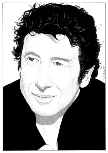Dessin intitulée "Patrick Bruel" par Pascal Tavarner, Œuvre d'art originale, Encre