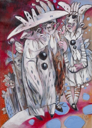 Clowns parade 图画 标题为“Clowns parade” 由Natasha Ermolaeva, 原创艺术品, 水彩