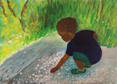 绘画 标题为“Le petit garçon aux…” 由Camille Rouschmeyer, 原创艺术品, 丙烯