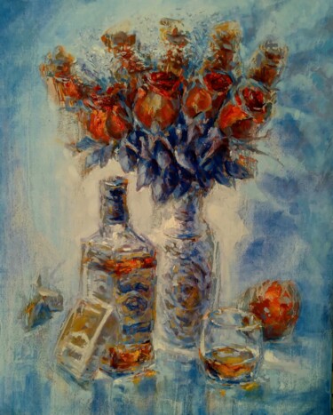 Forty Five Painting titled "Forty Five" by Alex Klas, Original Artwork, Oil Mounted on Wood Stretcher frame