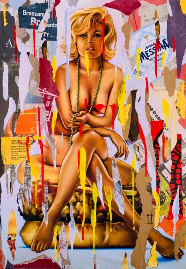 Virna Burger with sauce Collages intitulée "Virna Burger with s…" par Daniel Carena, Œuvre d'art originale, Collages