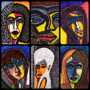 Portraits from is israel. Modern artist Mirit Ben-Nun 绘画 标题为“Portraits from is i…” 由Mirit Ben-Nun, 原创艺术品, 墨