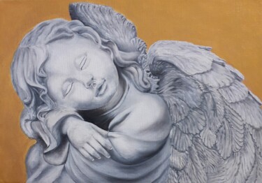 Painting titled "Un Ange passe..." by Martine Soubeyrand (M'Arts), Original Artwork, Oil