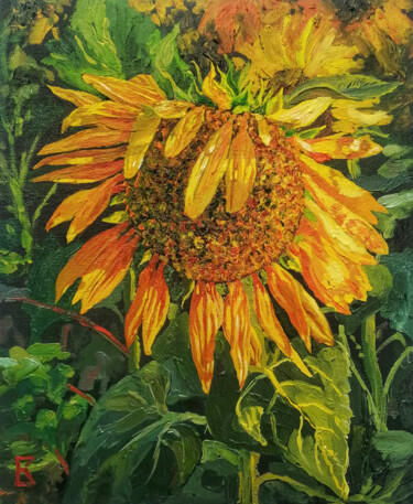 Картина под названием "SUNFLOWER-PAINTING…" - Ekaterina Kosyak, Подлинное произведение искусства, Масло