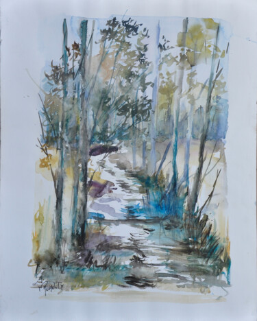 Zeichnungen mit dem Titel "La foret" von Fabien Renault, Original-Kunstwerk, Aquarell