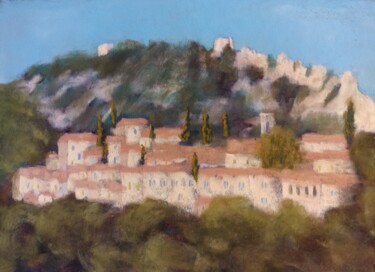 Séguret sur le motif Painting titled "Séguret sur le motif" by Genevieve Fraysse, Original Artwork, Pastel