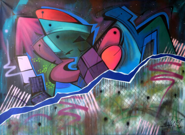 Peinture intitulée "Fish 10" par Saname, Œuvre d'art originale, Bombe aérosol