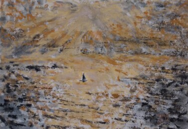 Solitaire lumière ocean Painting titled "Solitaire lumière o…" by Jean-Marc Subira, Original Artwork, Pastel