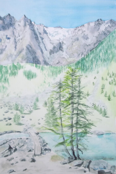 Aquarelle originale et unique, intitulée: Lac de la douche Peinture intitulée "Aquarelle originale…" par Isabelle Redonnet, Œuvre d'art originale, Aquarelle
