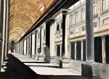 图画 标题为“Galerie des Offices…” 由Pierre Bayet, 原创艺术品, 铅笔