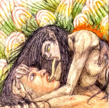 Succubus 2 图画 标题为“Succubus 2” 由Edwin Loftus, 原创艺术品, 粉彩 安装在其他刚性面板上