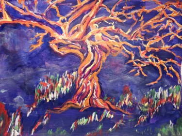 Painting titled "Orange Tree" by Najma Soonasra, Original Artwork, Acrylic