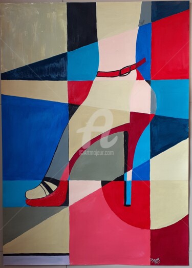 Painting titled "Cubism" by Afzal Shaikh, Original Artwork, Acrylic