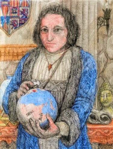 Drawing titled "Christopher Columbu…" by Edwin Loftus, Original Artwork, Pastel Mounted on Other rigid panel