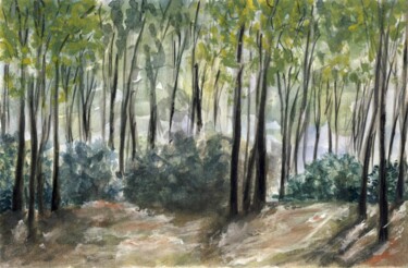 FORÊT D'INSPIRATION │Paysage forestier│Aquarelle forestièr Картина под названием "FORÊT D'INSPIRATION…" - Elizaveta Pastushchak, Подлинное произведение искусства, Акварель