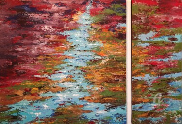 绘画 标题为“Sérénité 1 et 2” 由Marina Argentini, 原创艺术品, 颜料 安装在木质担架架上