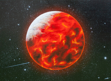 绘画 标题为“Planète de lave” 由Pascal Genevois, 原创艺术品, 丙烯 安装在木质担架架上