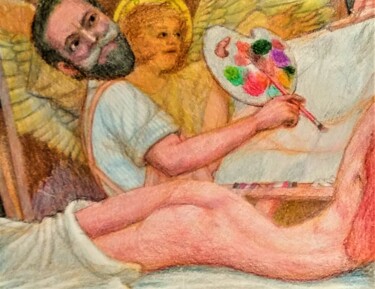 Drawing titled "The Artist at Work 8" by Edwin Loftus, Original Artwork, Pastel Mounted on Other rigid panel