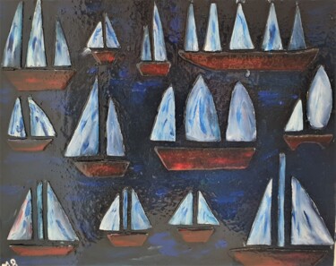 绘画 标题为“Voiles bleues” 由Bernard Miranne, 原创艺术品, 丙烯