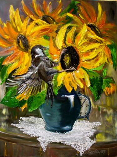 Ambiance country à la maison Schilderij getiteld "Ambiance country à…" door Oksana Gordijko, Origineel Kunstwerk, Olie Gemonteerd op Frame voor houten br…