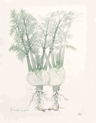 "La création du feno…" başlıklı Resim Myriam Schmaus tarafından, Orijinal sanat, Kalem artwork_cat. üzerine monte edilmiş