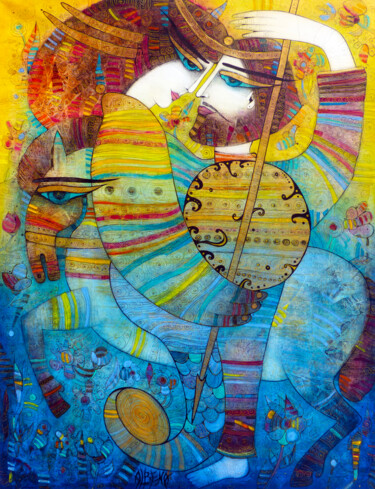 Peinture intitulée "Georges et la drago…" par Albena Vatcheva, Œuvre d'art originale, Huile Monté sur Châssis en bois