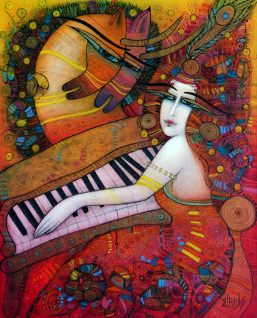 Peinture intitulée "Rouge" par Albena Vatcheva, Œuvre d'art originale, Huile Monté sur Châssis en bois