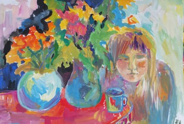 Malerei mit dem Titel "morning coffee" von Irina Kindritska, Original-Kunstwerk, Gouache
