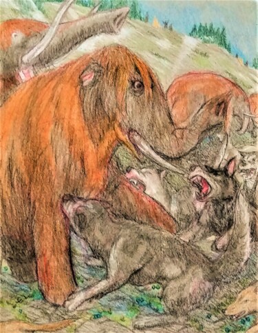 图画 标题为“Opportunists” 由Edwin Loftus, 原创艺术品, 粉彩 安装在其他刚性面板上