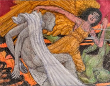 Redemption Zeichnungen mit dem Titel "Redemption" von Edwin Loftus, Original-Kunstwerk, Pastell Auf Andere starre Platte montiert