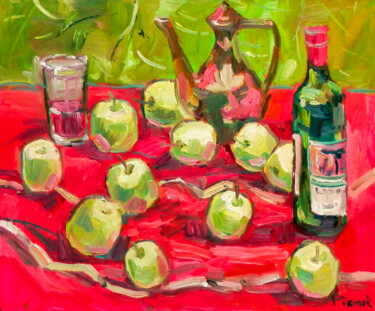 Red And Green 绘画 标题为“Red And Green” 由Natalia Pismak, 原创艺术品, 油 安装在木质担架架上