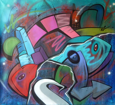 Peinture intitulée "Fish 11" par Saname, Œuvre d'art originale, Bombe aérosol