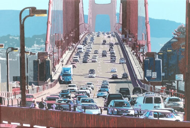 Painting titled "Le Golden Bridge Ga…" by Grégory Blin, Original Artwork, Acrylic