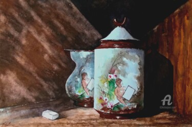 Peinture intitulée "Pot de sucre, pot d…" par Philippe Vidal, Œuvre d'art originale, Aquarelle