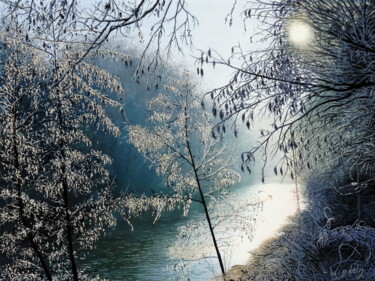 Schilderij getiteld "Wintersonne" door Leo Windeln, Origineel Kunstwerk, Olie