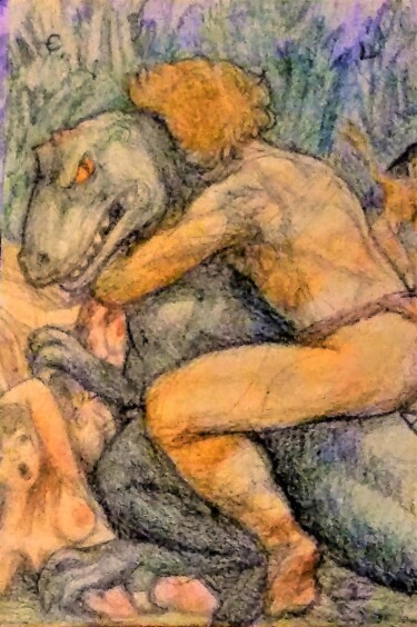 图画 标题为“The Hero” 由Edwin Loftus, 原创艺术品, 粉彩 安装在其他刚性面板上