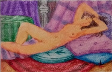 Reclining Nude 3 图画 标题为“Reclining Nude 3” 由Edwin Loftus, 原创艺术品, 粉彩 安装在其他刚性面板上