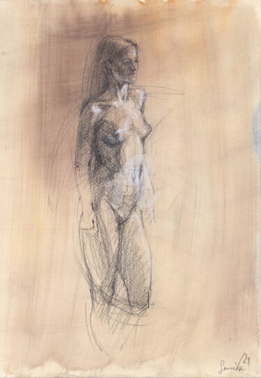 图画 标题为“Nude Erotic Art Dra…” 由Samira Yanushkova, 原创艺术品, 水彩