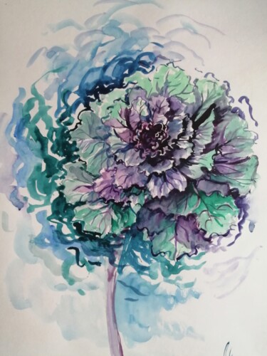 Schilderij getiteld "Декоративная капуста" door Maiia Kamaldinova, Origineel Kunstwerk, Aquarel
