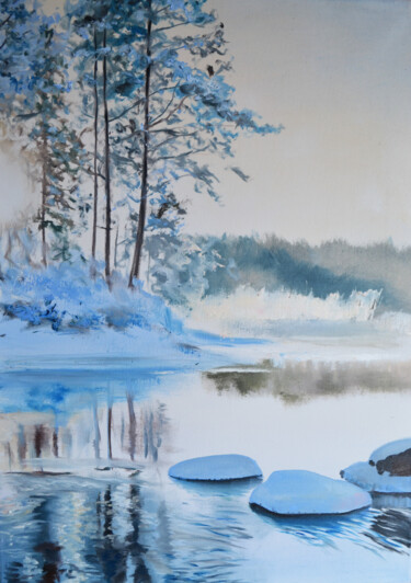 Pintura titulada "Winter Morning" por Valeriia Radziievska, Obra de arte original, Oleo Montado en Bastidor de camilla de ma…