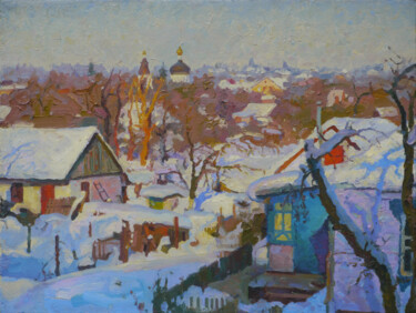 绘画 标题为“Winter in Rzhishchev” 由Victor Onyshchenko, 原创艺术品, 油